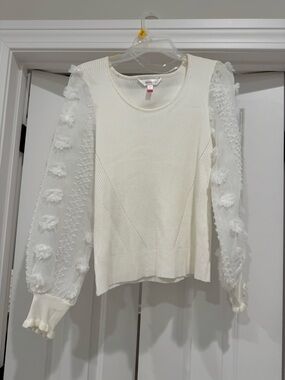 Ivory Puff-Sleeve Knit Top